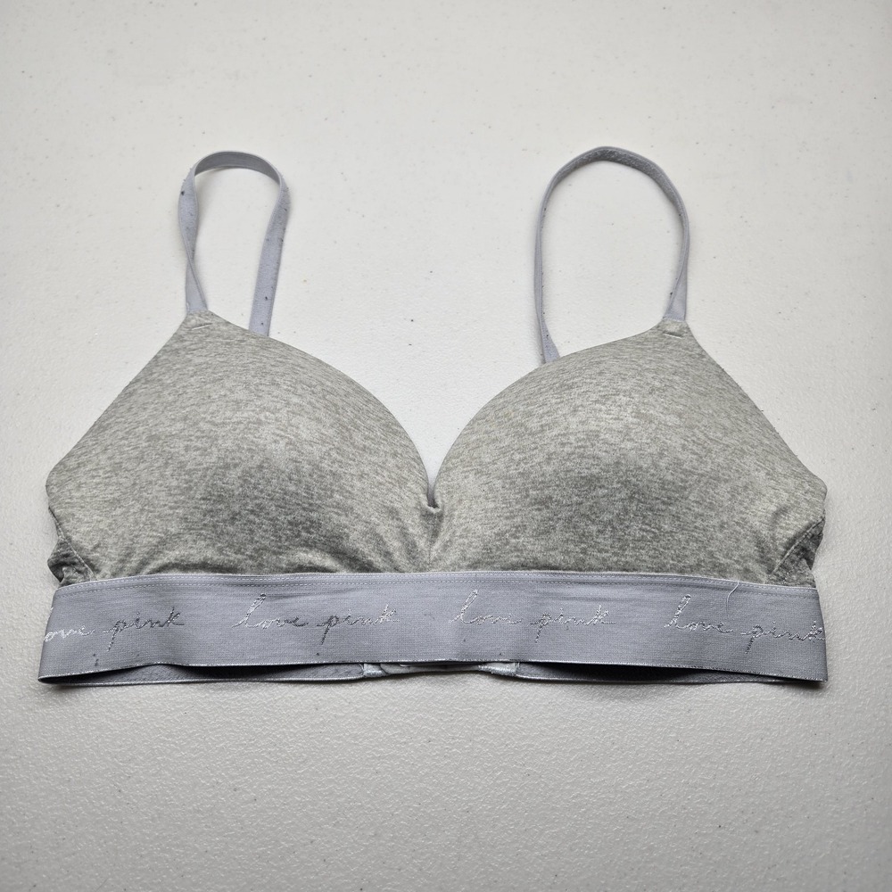 PINK Women Bra 34C Gray Push Up Wireless Convertible Adjustable Straps